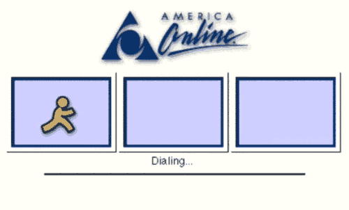 America Online dialing sign-on screen